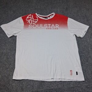 Soul Star‎ England Short Sleeve T-Shirt Men's 3XL White and Red Logo